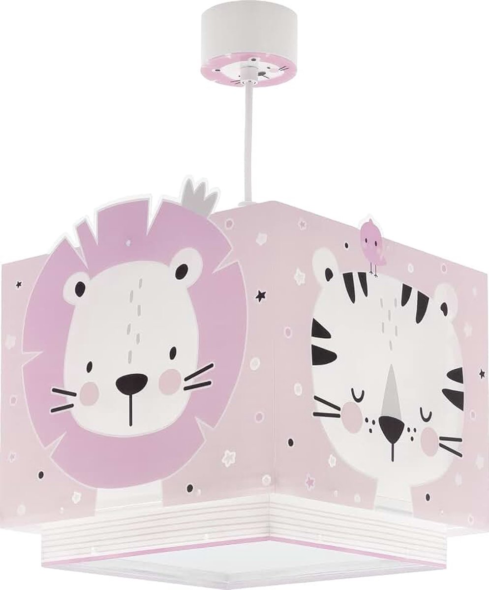 Kinder hanglamp plafondlamp kinderkamer kinderlamp Baby Jungle roze bier Leeuw Tijger Konijn