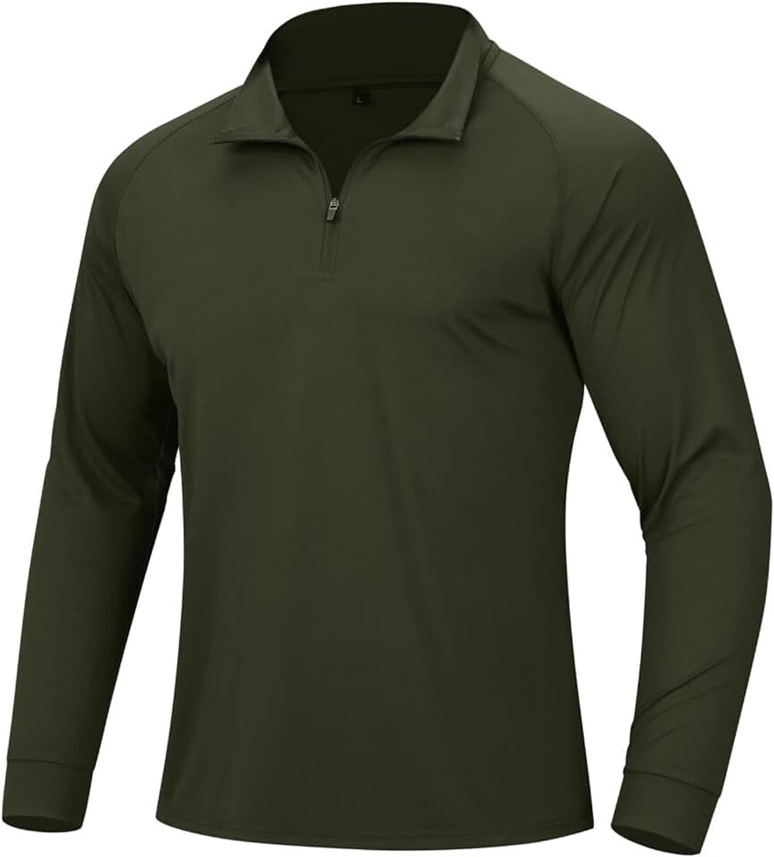 1/4 Zip Lange Mouw Sport Shirts UPF 50+ T-shirt Pullover | Sneldrogende Ademende Running Top, Zonbescherming Rash Guard voor Gym Outdoor Wandelen Golf Vissen