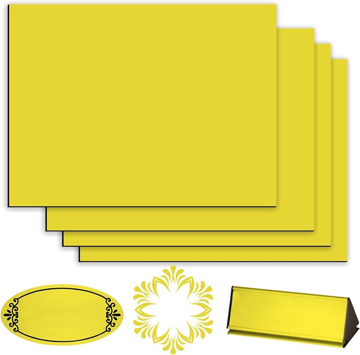 Lasergraveerplaat, 4 stuks, 30 x 20 cm, ABS-kunststof plaat, gravure 1,3 mm, onbewerkte graveringsplaatjes, plastic plaat, graveerplaat, laserplaat voor graveren, deurbordjes, doe-het-zelf