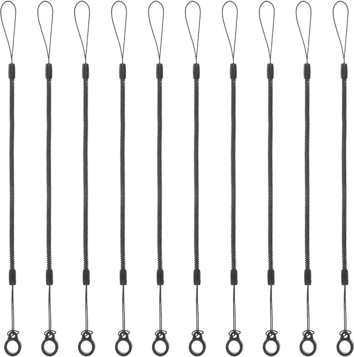10 stuks koord, elastische spiraalband, zwart, pen, lanyards intrekbare veerstiftlijn, stiftkoord voor het bevestigen van tekenstift, touchscreen