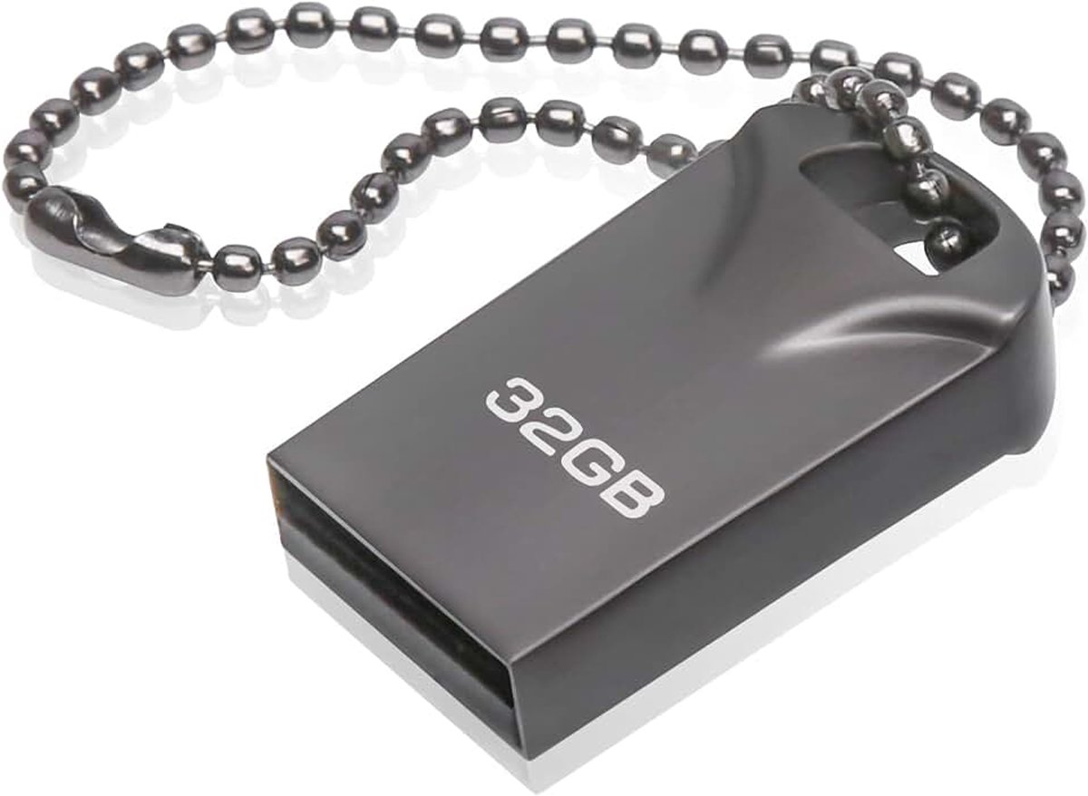 32 GB USB Stick, Mini Pen Drive 32 GB Waterdichte metalen USB Stick met hanger sleutelhanger voor externe gegevensopslag