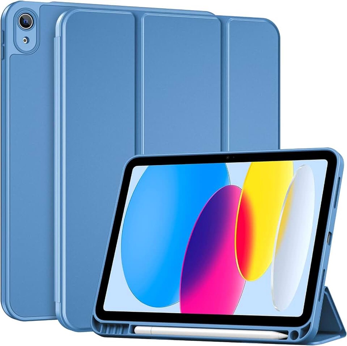 ProCase voor iPad (A16) 11e generatie 11 inch 2025/iPad 10e generatie 10,9 inch 2022 hoesje met potloodhouder, hybride hoes met zachte TPU-achterkant, ondersteunt Touch ID, automatisch waken/slapen