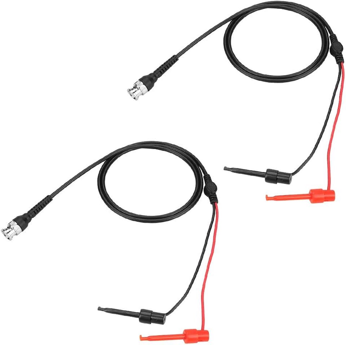 Veiyi Oscilloscoop Dual Test Hook Probe coaxkabel, meetleidingen, BNC-kabel voor oscilloscoop met BNC-aansluiting, 2 stuks