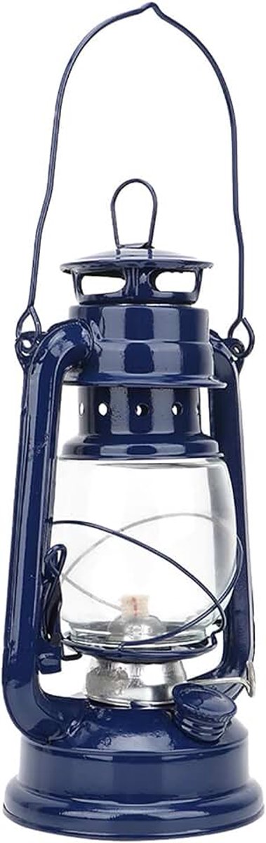 Kerosinelamp Ijzer, Vintage Kerosinelamp Kerosinelamp Lampade Ad Olio Kerosinelampolie voor Gebruik Binnenshuis Lantaarnolielamp Party Pub Decoratie (BLUE)