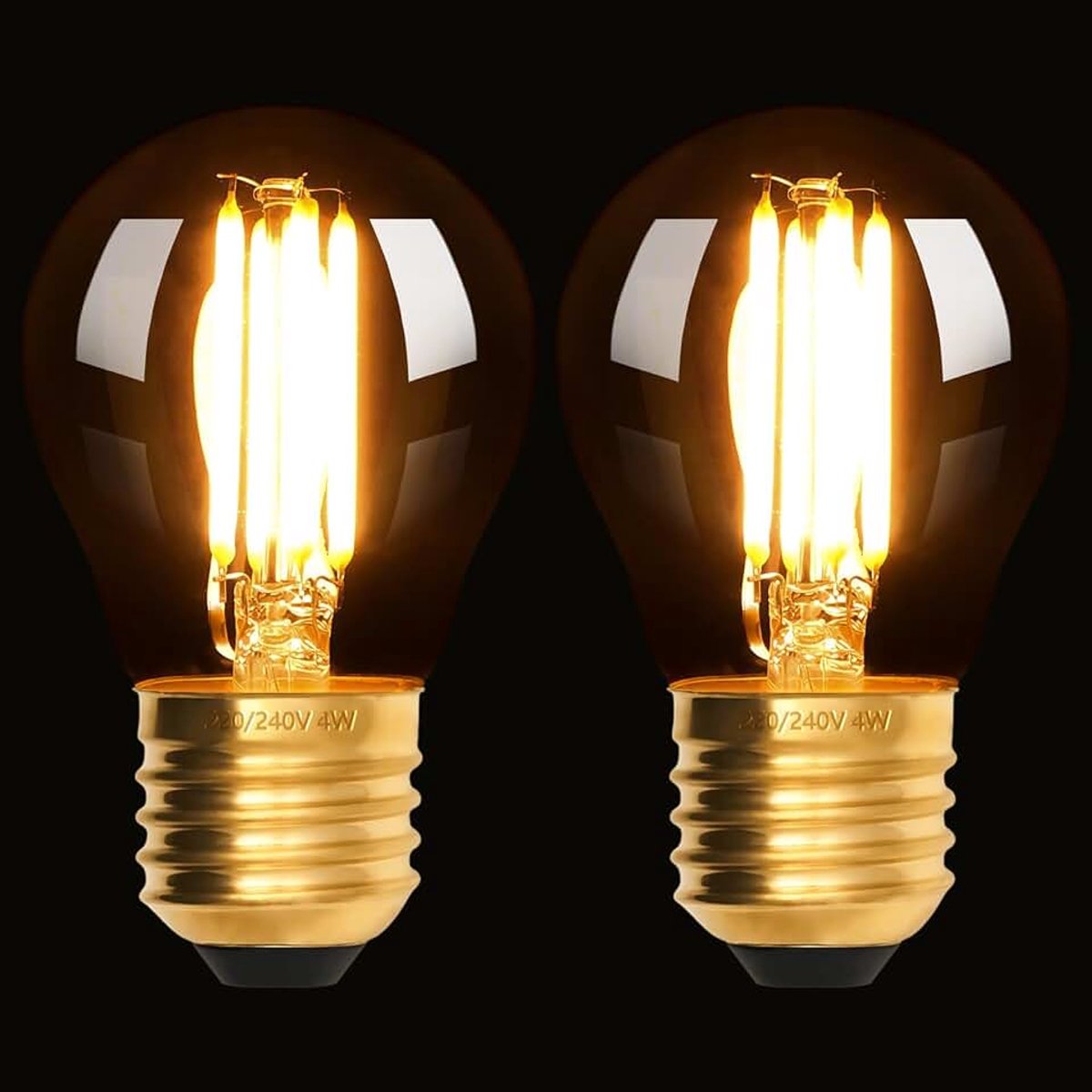 2 Stuks Vintage LED Lampen E27, G80, 4W, 220-240V, Warm geel licht 2200K, Helder glas, Decoratieve Lampen