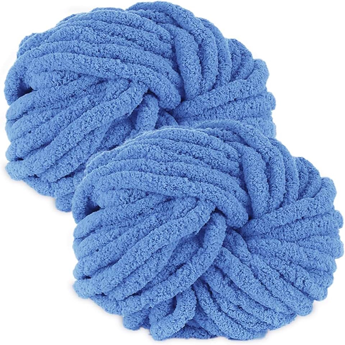 2 stuks dikke wol garen 500g, armbreien wol dik garen, XXL zachte chunky wol, super zachte chenille wol om te haken voor dekens, sjaals, mutsen, huisdierennest (donkerblauw)