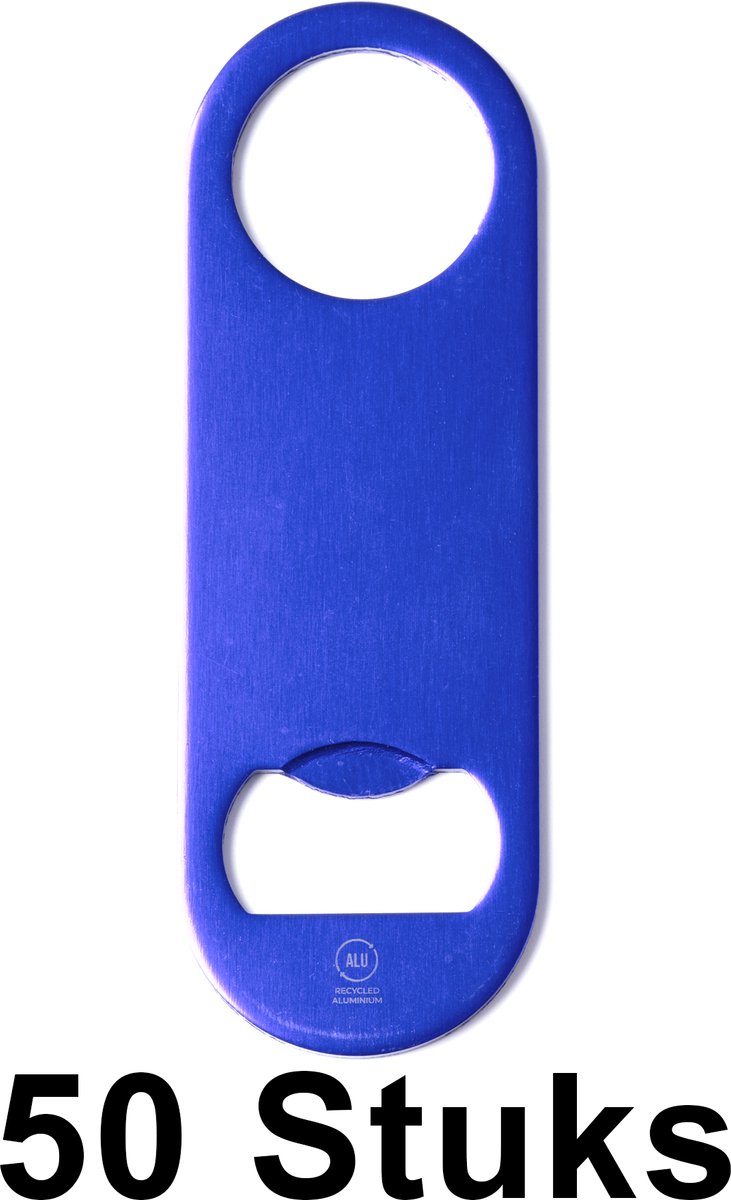 50 pack voordeel pakket Klassieke opener van gerecycled aluminium DAVY 1396 Blauw