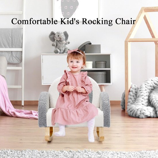 Kinderstoel Kinderbank - Mini Sofa - Ontspannen Zitten - Teddy Fluweel - 50x49x50 cm - Grijs — afbeelding 2