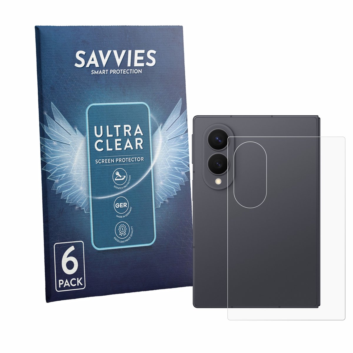Savvies - Screenprotector voor Samsung Galaxy Z Fold 8 (Achterkant) - Folie Beschermfolie transparant 6 Stuks