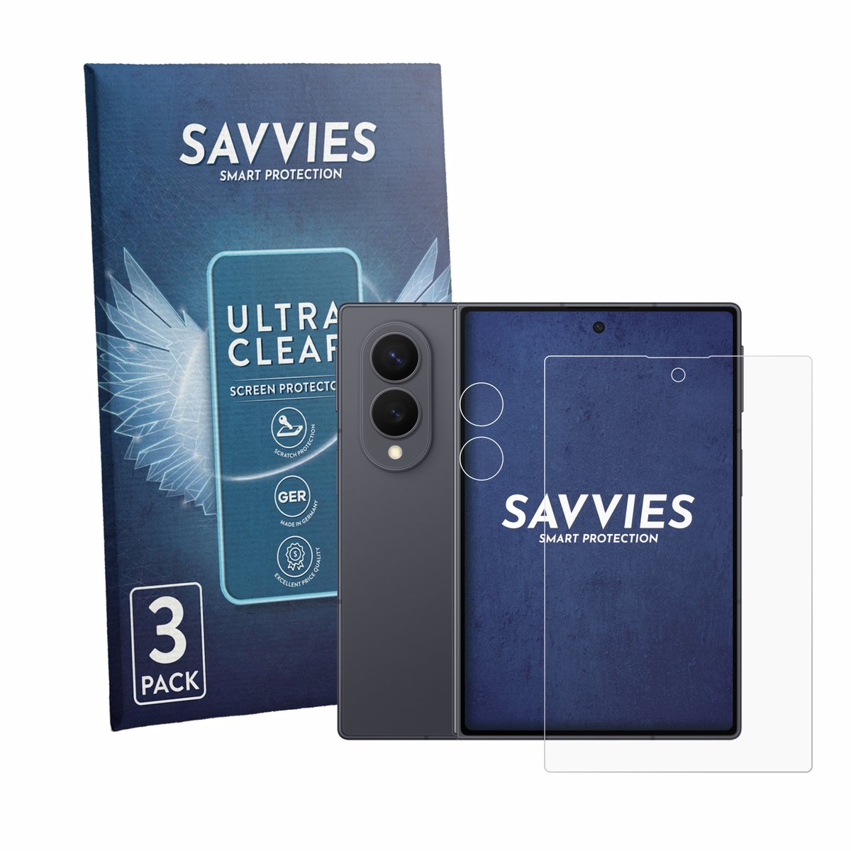 Savvies - Screenprotector voor Samsung Galaxy Z Fold 8 (Voor+Camera) - Folie Beschermfolie transparant 6 Stuks
