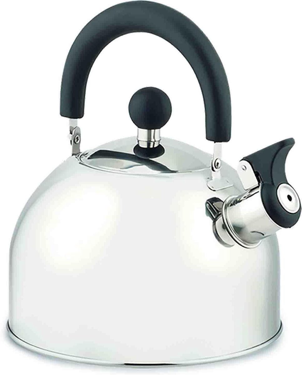 Waterkoker met Fluitje - Theepot Kookpan - Water Koken - Geschikt voor Inductie - 2 Liter - Zwart/Zilver
