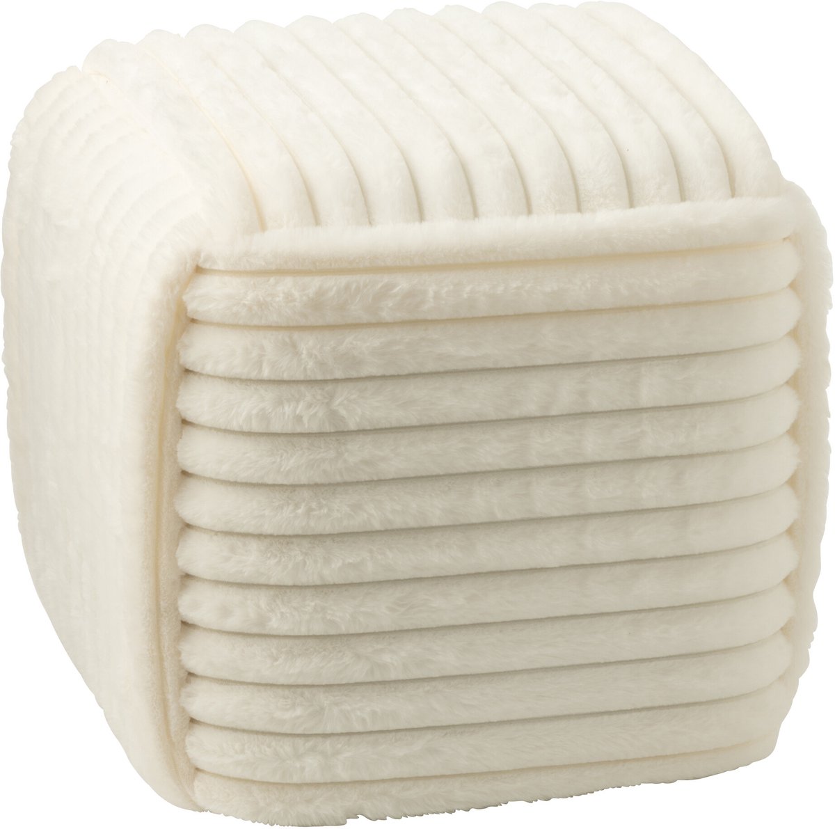 J-Line Geribbelde poef - MDF - wit