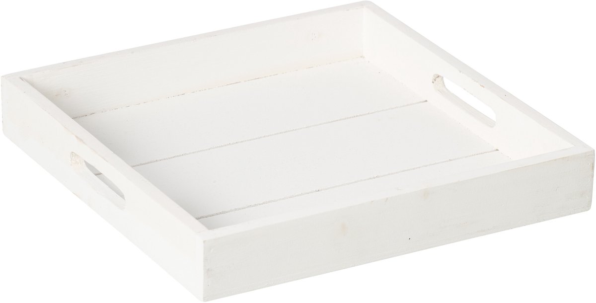 J-Line Decoratief dienblad - dennenhout - wit