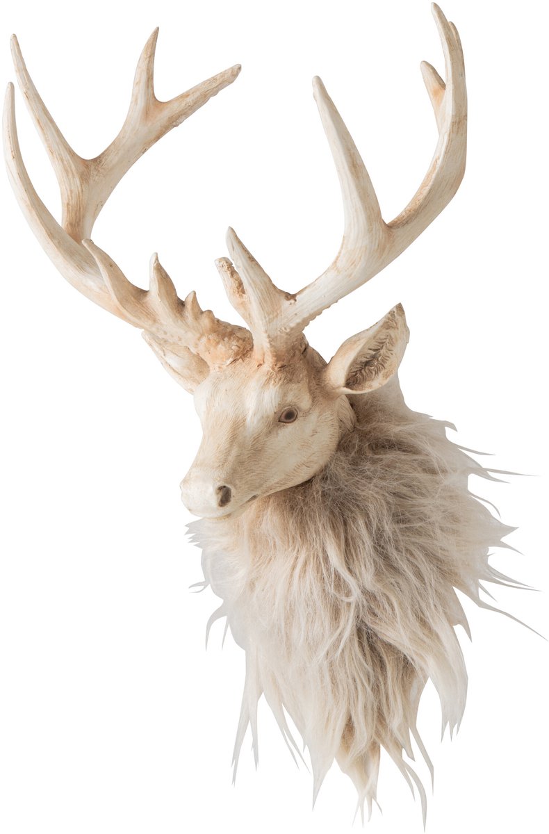 J-Line wanddecoratie Hoofd - polyresin - lichtbeige - small