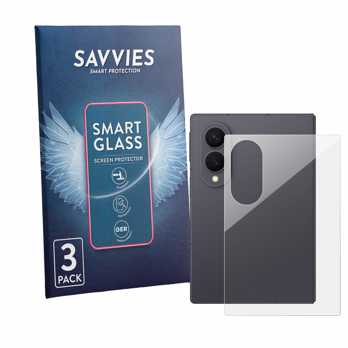 3 Stuks Savvies Screenprotector - geschikt voor Samsung Galaxy Z Fold 8 (Achterkant) - beschermfolie glas transparant