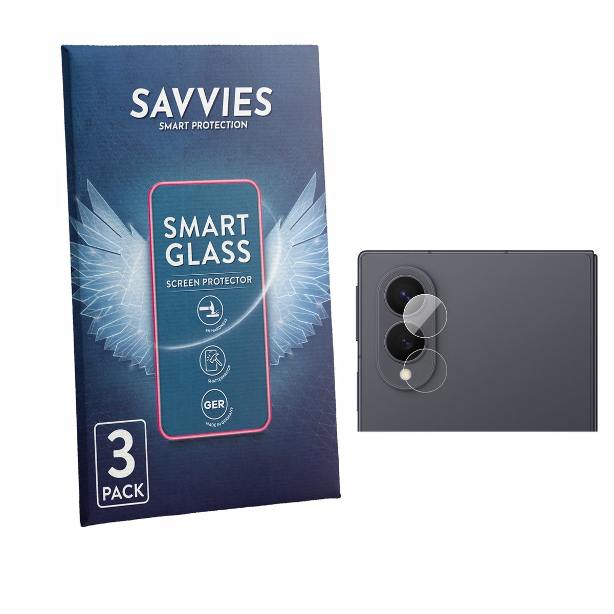 3 Stuks Savvies Screenprotector - geschikt voor Samsung Galaxy Z Fold 8 (ALLEEN Camera Lens) - beschermfolie glas transparant