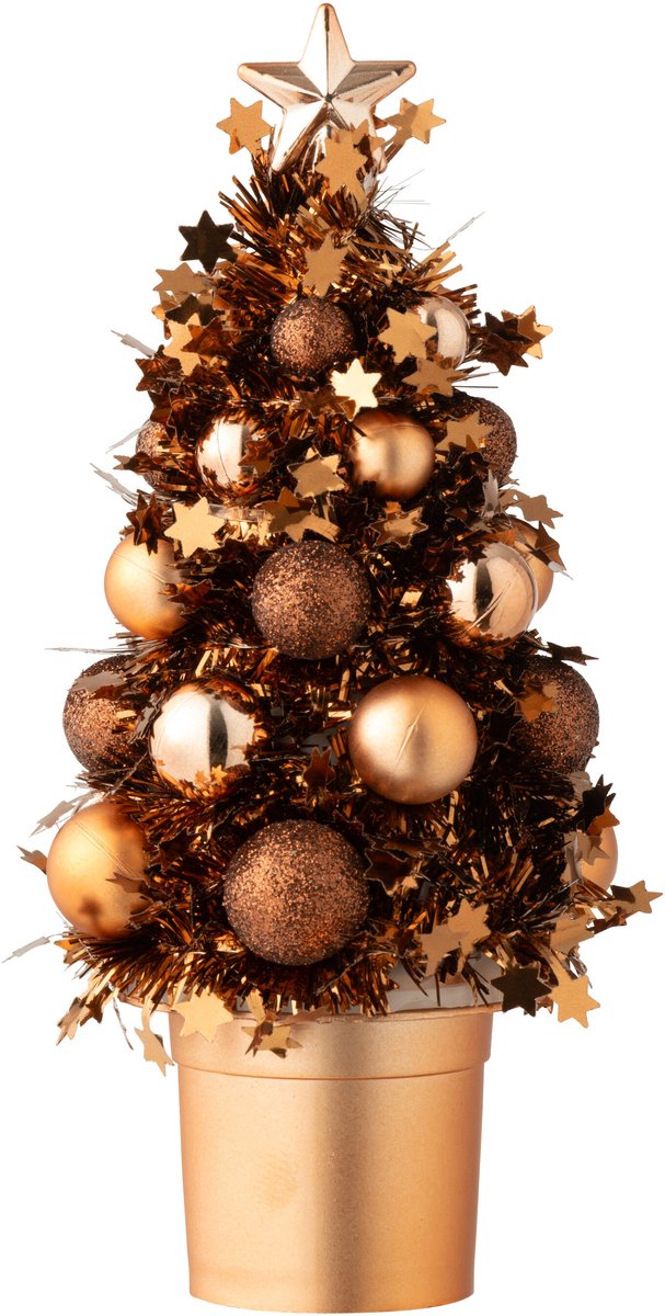 J-Line decoratie kerstboom Kerstballen - polystyreen - cognac - 2 stuks