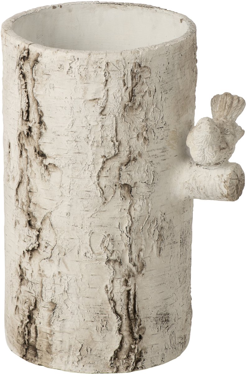 J-Line vaas Vogel - cement - wit - medium
