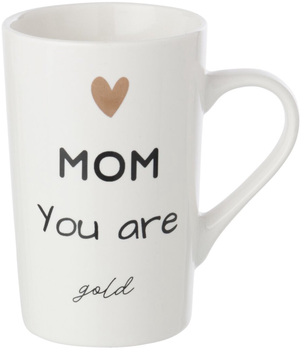 J-Line mok 'Mom' - porselein - wit/zwart