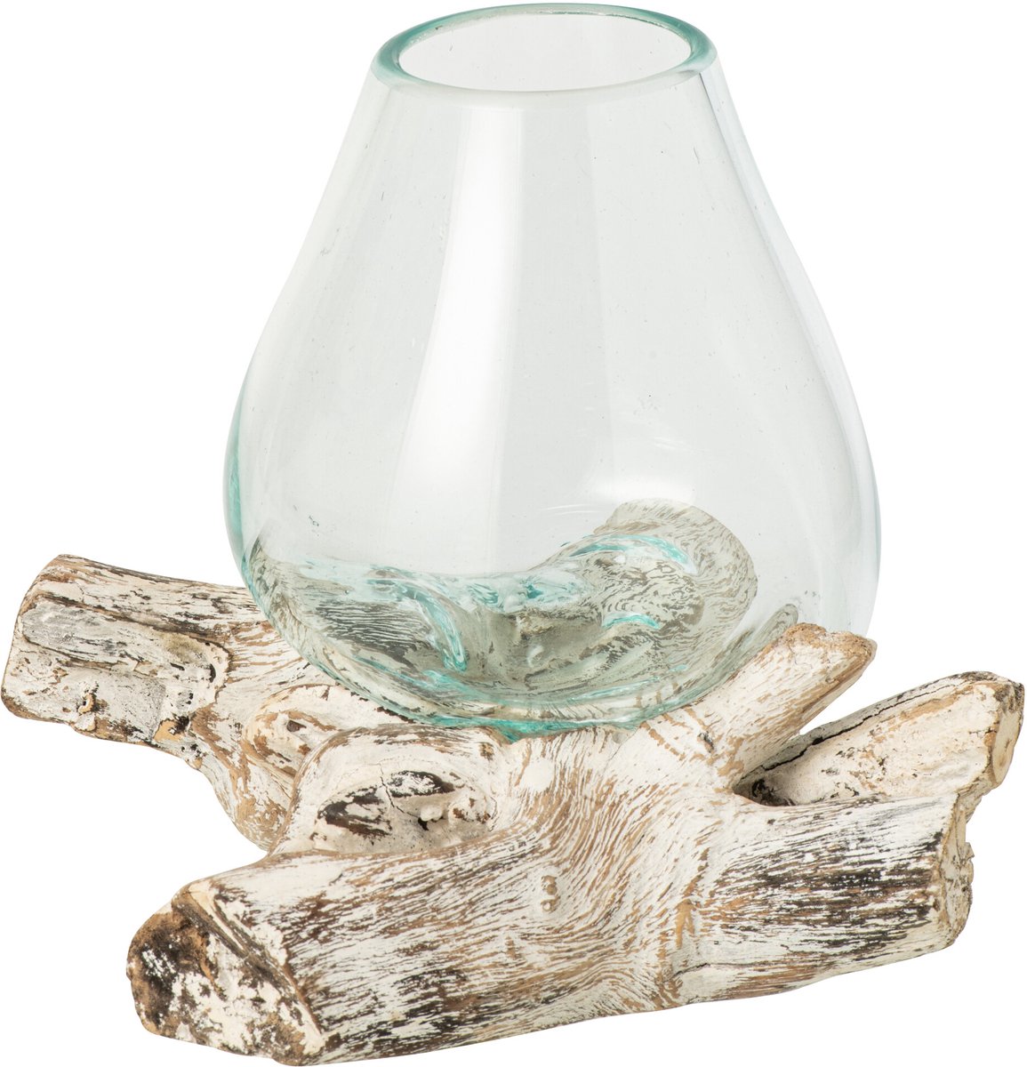 J-Line Vaas op voet - glas - gebroken wit/transparant - small