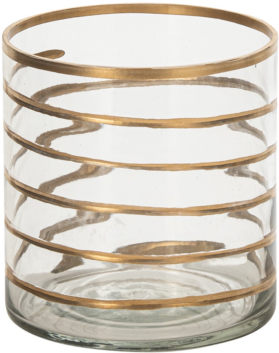J-Line Kandelaar - glas - goud/transparant - small - set van 2