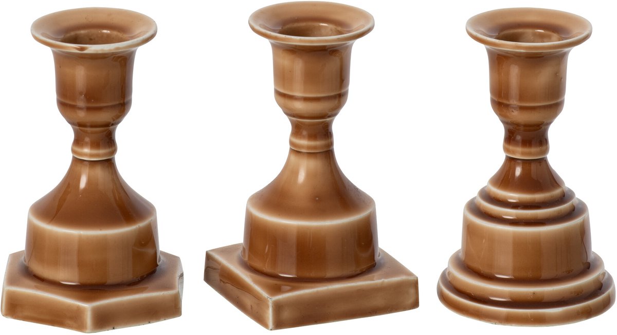J-Line Kandelaar - aluminium - oker - assortiment van 3
