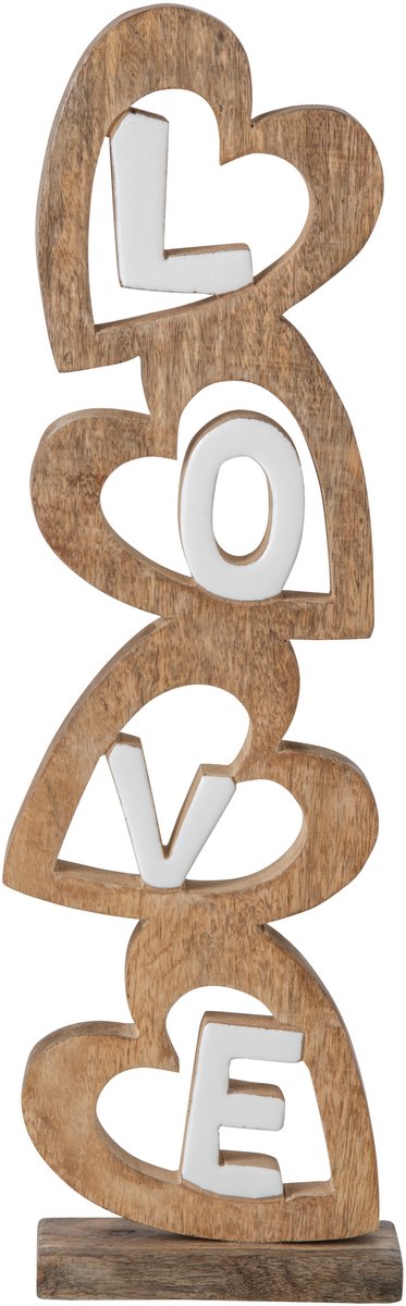 J-Line Love met hart - mangohout - naturel/wit - large