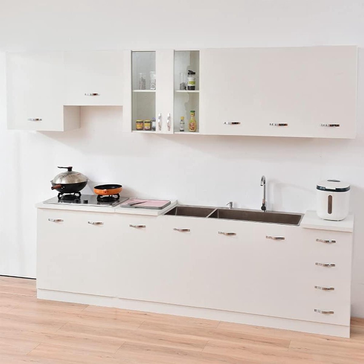 Wandkeukenkast - Hangend opbergmeubel - Keuken organiseren - Twee deuren - 80 cm breed - Wit