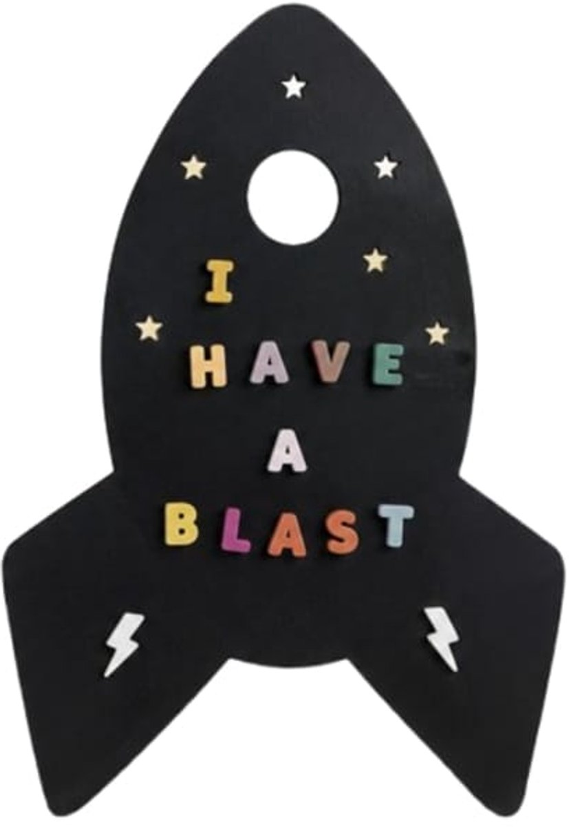 Magnetische muursticker raket - Magnetische muursticker - Muursticker magneetbord kind - Muursticker magneetbord kinderkamer - Speelkamer - Raket - Zwart - Schoolbord - Kinderkamer - Magneetsticker - Inclusief Magneetstickers