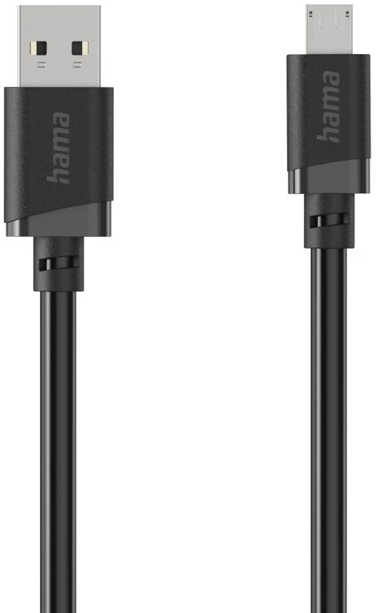 Hama 00201804 USB-kabel USB 2.0 USB-A stekker, USB-micro-A stekker 2 m Zwart