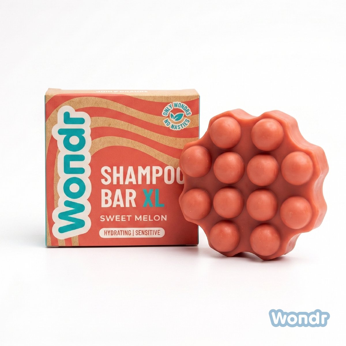 WONDR shampoo bar - Sweet Melon - Gevoelige hoofdhuid - Alle haartypes - Hydraterend - Sulfaatvrij - XL - 110g