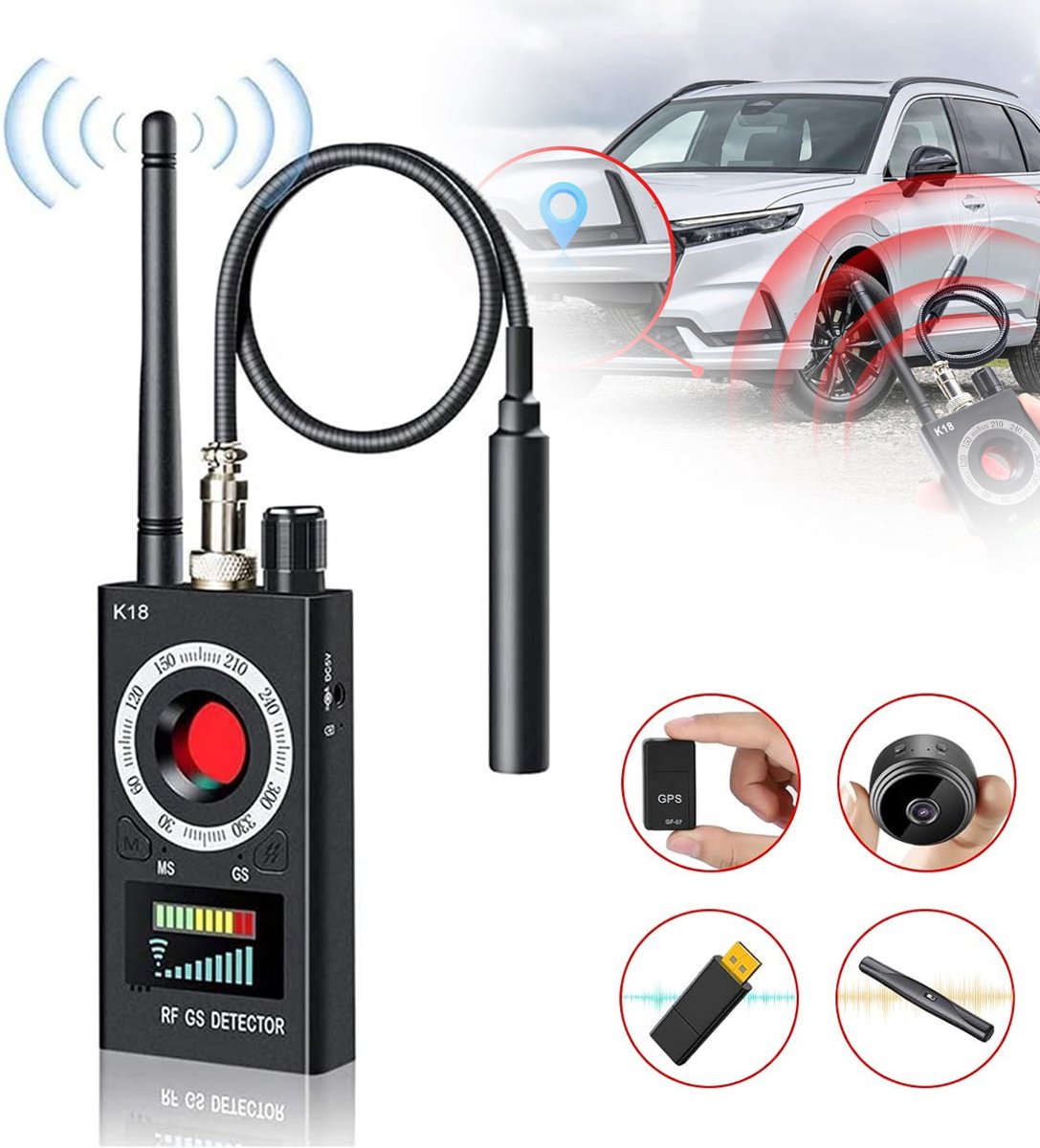 K18 Verborgen Cameradetector - Zoeker Van Spionagecamera's - Bugdetector - GPS-Detector - Voor Thuis Kantoor Hotel