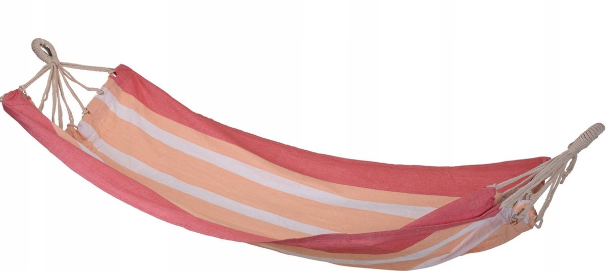 Kleurrijke Hangmat met Perzik-Oranje Strepen - 220cm