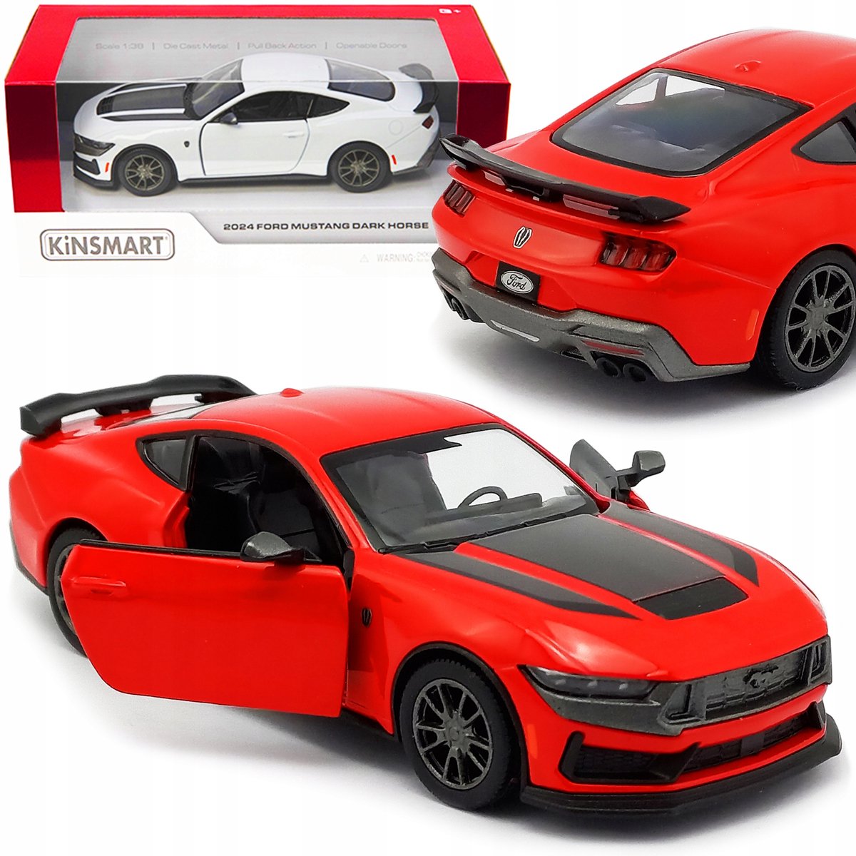 Ford Mustang Dark Horse 2024 Metaalmodel Auto Kinsmart 1:38 Pull-Back