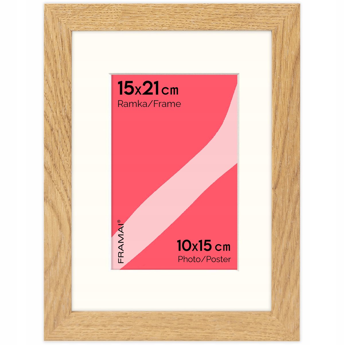 Houten fotolijst 15x21 cm met passe-partout 10x15 cm