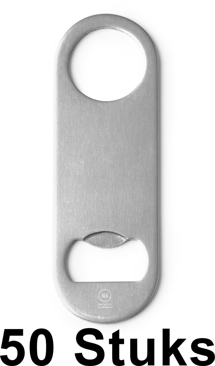 50 pack voordeel pakket Klassieke opener van gerecycled aluminium DAVY 1396 Zilver