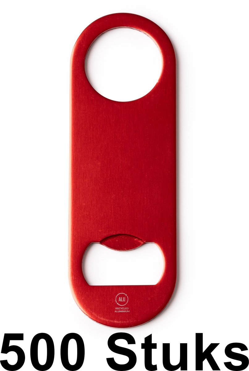 500 pack voordeel pakket Klassieke opener van gerecycled aluminium DAVY 1396 Rood