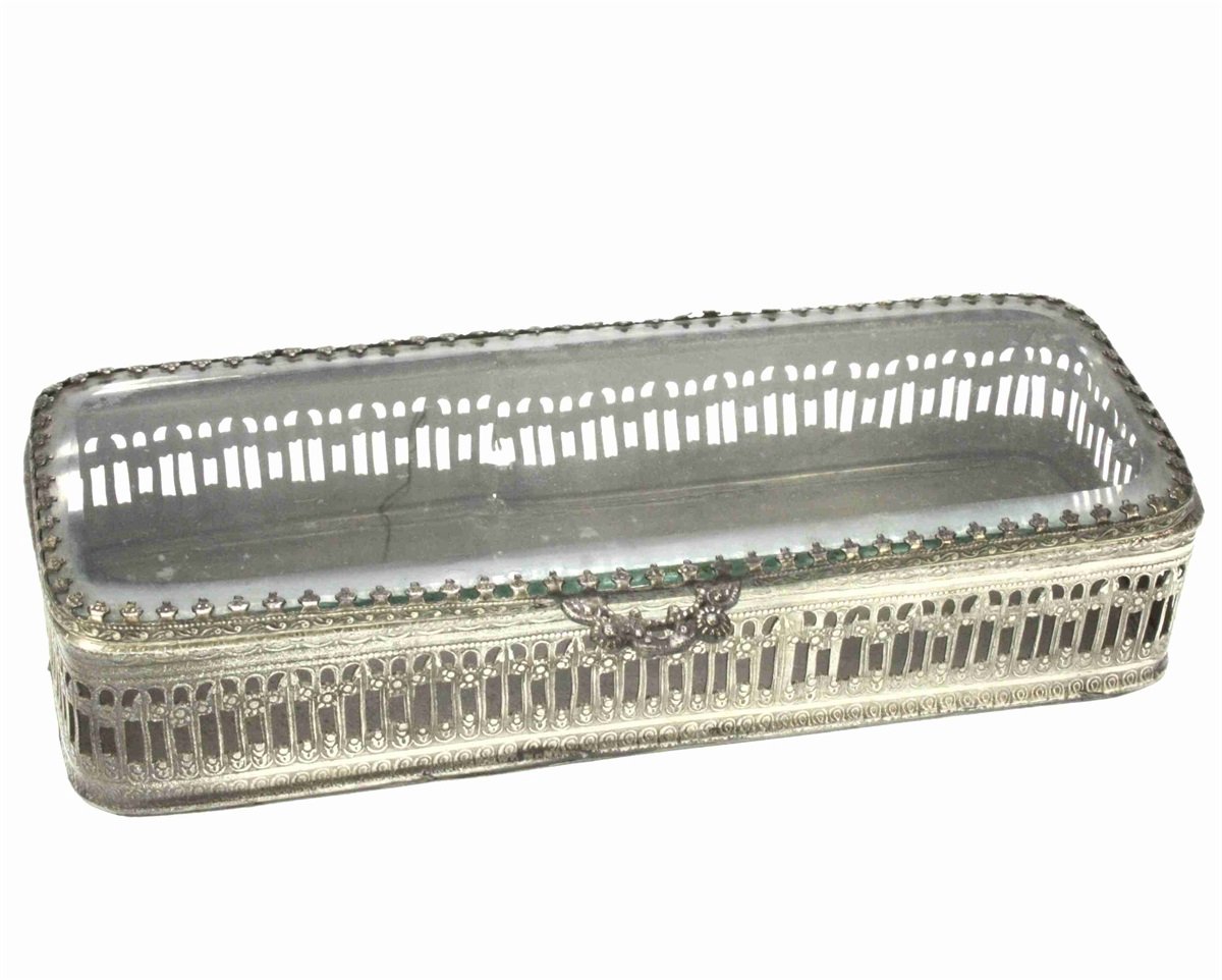 Glazen juwelendoosjes rechthoekig 19,5x7x4cm