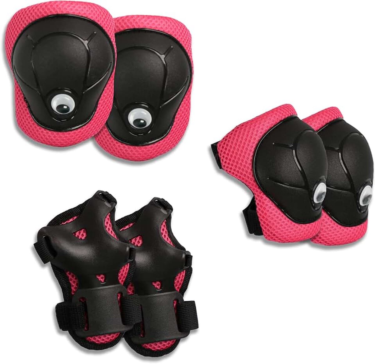 Beschermset voor kinderen 3 in 1 flexibele kniebeschermers elleboogbeschermers en polsbeschermers Perfect voor skateboard BMX fiets inliners scooter en rolschaatsen (Red S)
