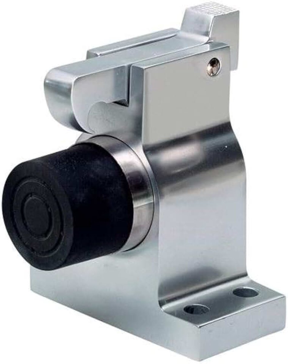 Deurstopper met vastzetter 1052.02 aluminium zilverkleurig geglazuurd, om op te schroeven
