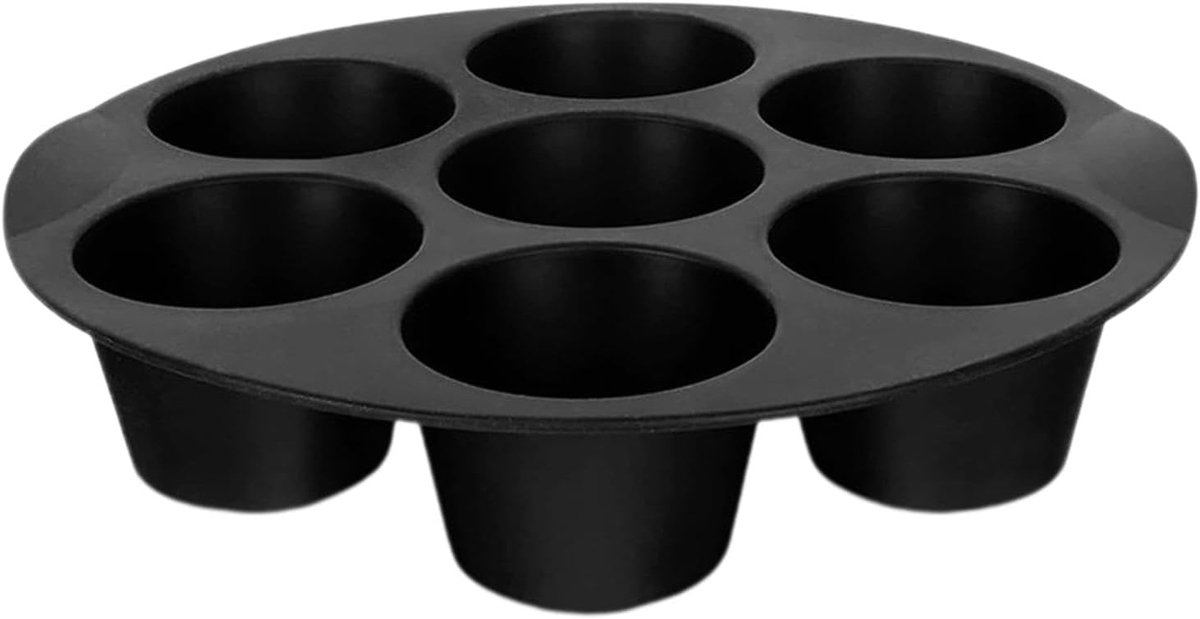 Bistro Muffinvorm - Siliconen Bakvorm - 7 Cups Anti-aanbak Bakvormpjes - Herbruikbaar - Anti-aanbaklaag - 20 cm - Geschikt voor het bakken van cupcakes, brownies, chocolade, etc. - Zwart