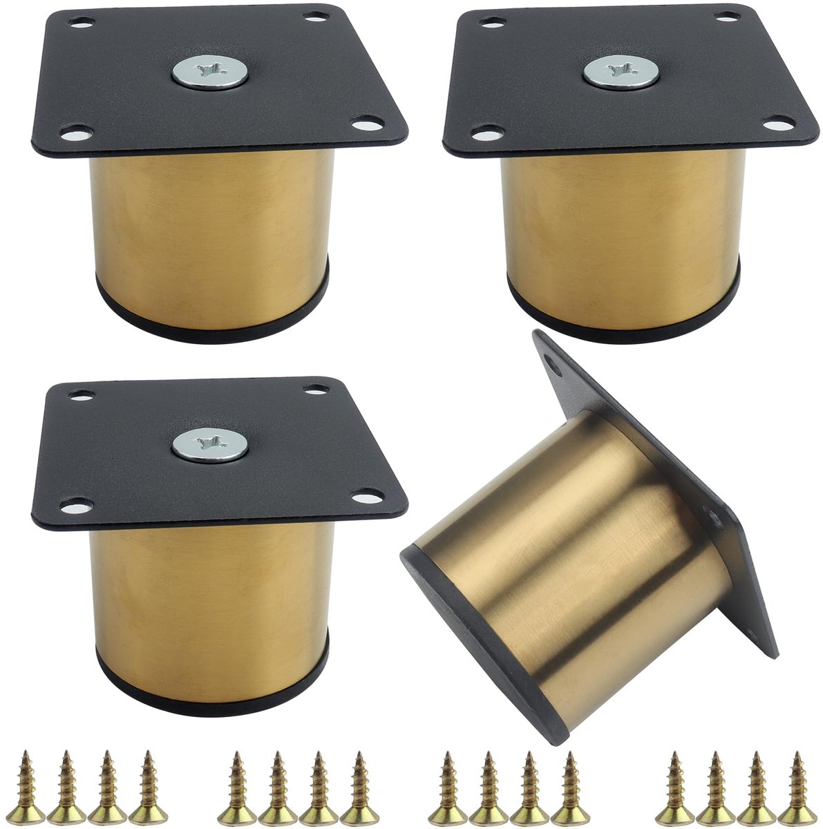 longziming -Meubelpootjes 5 cm – Set van 4 Metalen Kastpoten – Ronde RVS Meubelpoten met Schroeven – Voor Kast, Bank, Bed, TV-Meubel en Tafel – Sterk en Duurzaam Design (Goud)