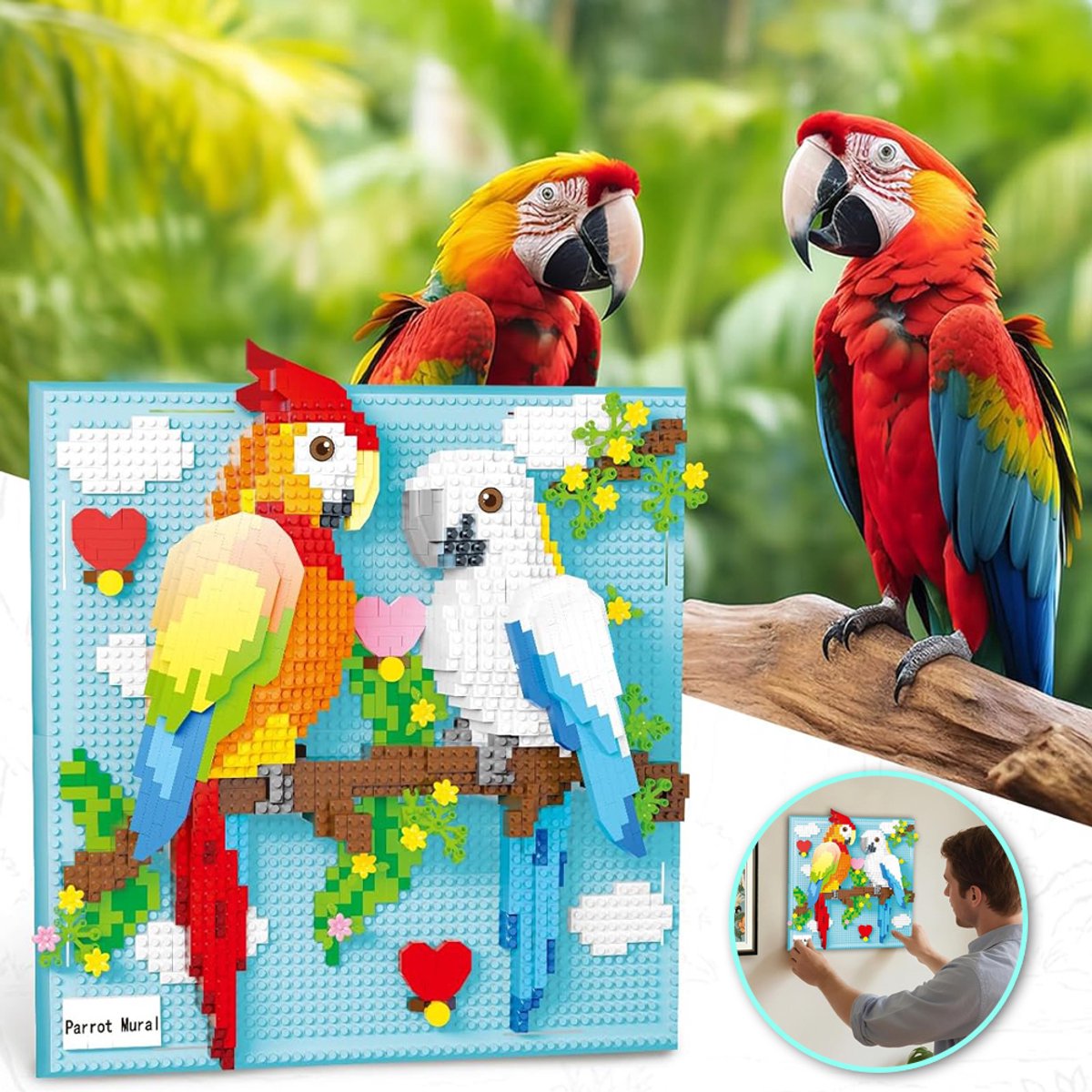 3D Papegaai Bouwset Met 1700 Miniatuur Stenen - DIY Bouwpakket Exquisite Cadeauverpakking Unieke Woondecoratie - Voor Verjaardagen, Kerstmis En De Start Van Het Schooljaar