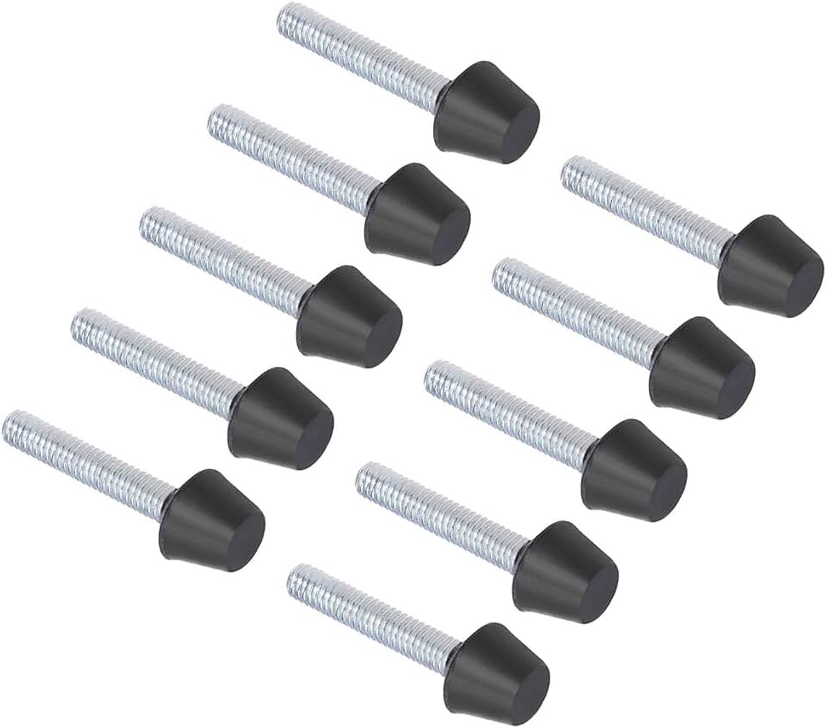 Klem afgeronde spindel punt M4 schroefdraad diameter 25 mm totale lengte rubberen kop koolstofstaal 10 stuks