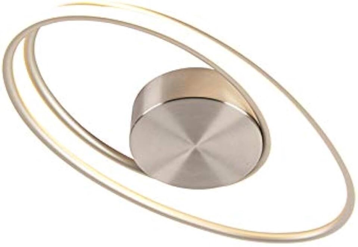 - Design plafondlamp Staal | Zilver incl. LED 3 staps dimbaar - Rowan | Dimmer | Dimbaar | Woonkamer | Slaapkamer | Keuken - Aluminium Ovaal - (niet vervangbare) led LED inbegrepen - Max. 1 x 40 Watt