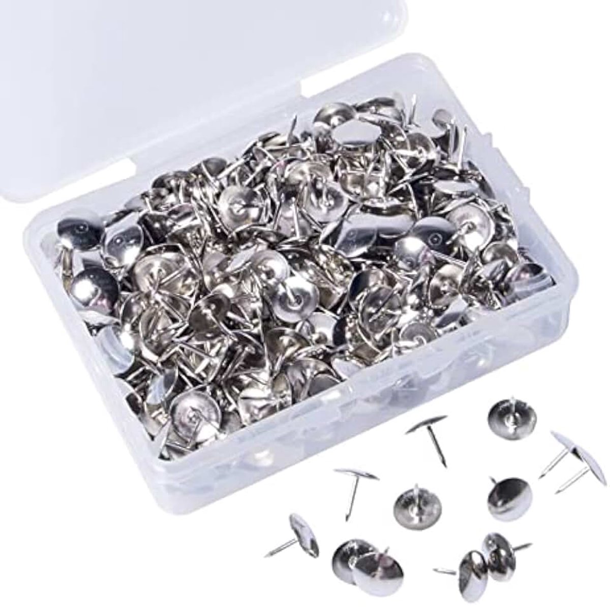 Punaises metalen punaises rond voor kantoor voor het ophangen van memo's en afbeeldingen DIY (10 mm) zilver