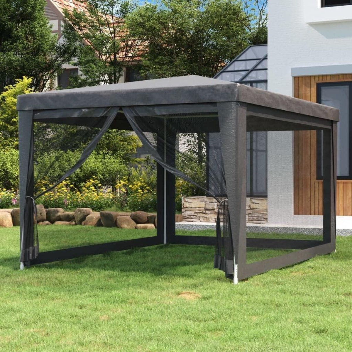 Feesttent - Tuinpaviljoen - Buitenfeesten - Waterdicht HDPE dak - 3 x 4 meter - Antraciet