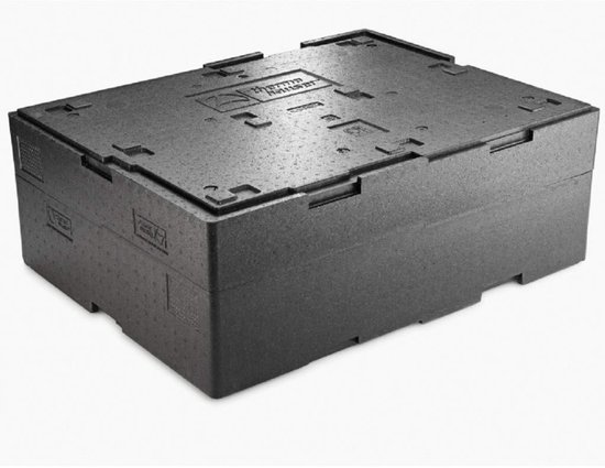 Thermobox met deksel - Opslagbox Isolatiebox - Voedseltransport - Stapelbaar Omkeerbaar - 87 Liter - Zwart — afbeelding 2