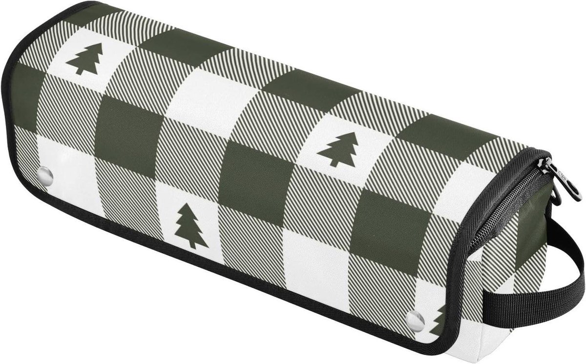 Reis Etui - Haarstyling Organizer - Styling Tools Opbergen - Hittebestendige Mat - 2-in-1 Ontwerp - Groen Wit