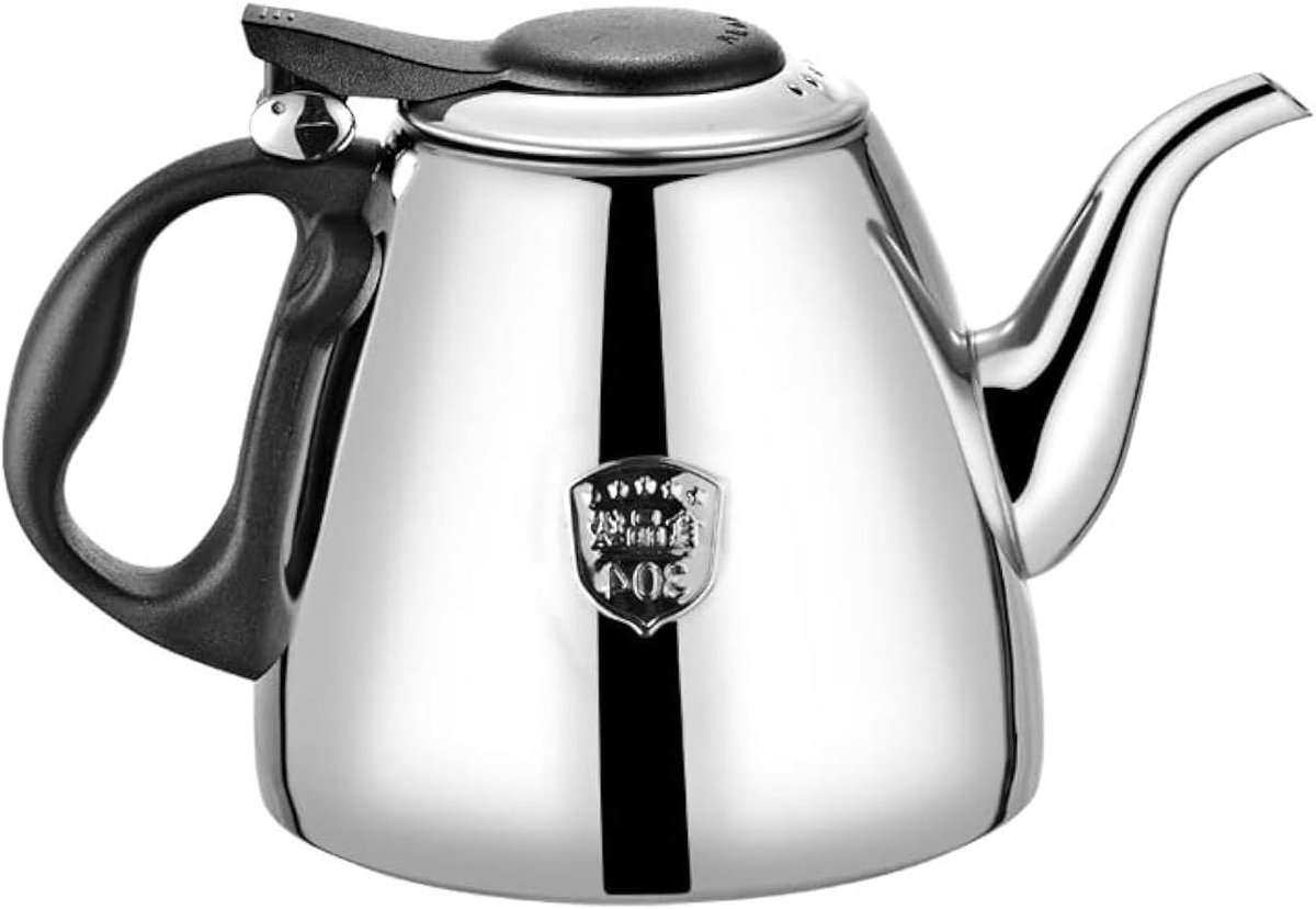 Theepot Roestvrij Staal - Waterketel Kookplaat - Water Koken - Hittebestendig Handvat - 1.2 Liter - Rood